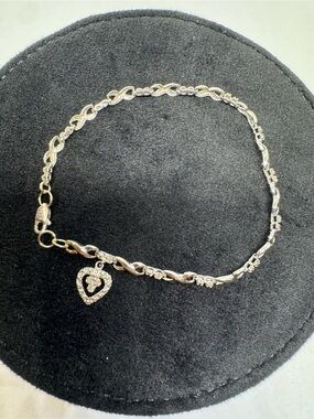 Vintage 10K 417 White Gold Natural Diamond Bracelet 7.25"